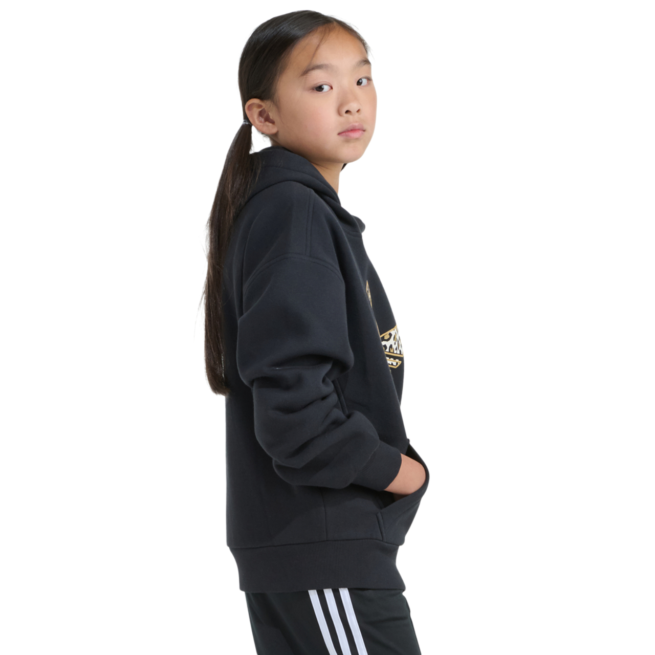 adidas Fleece Logo Hoodie Image 4 of 5. Tap to open photo gallery.