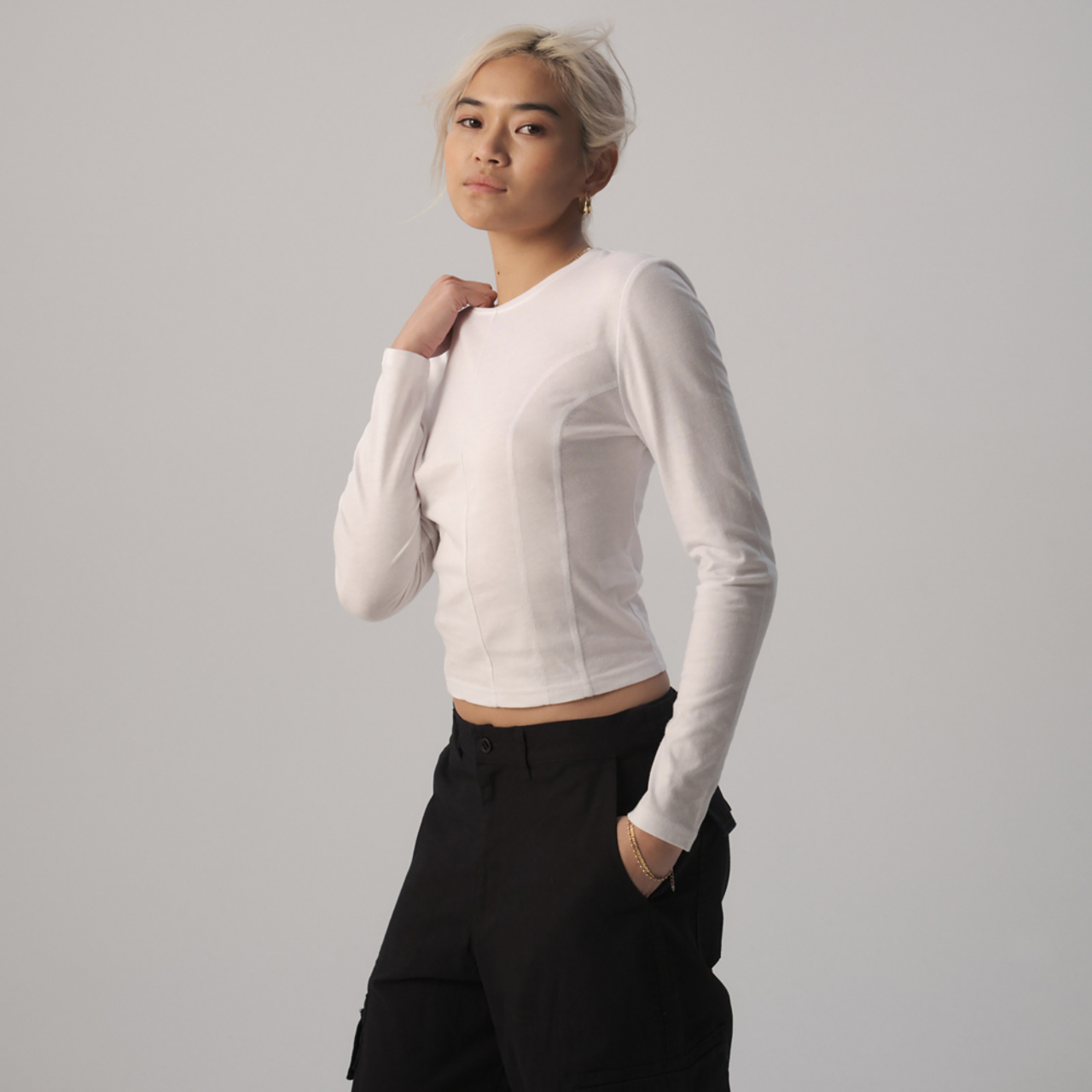 Cozi Sculpted Long Sleeve T-Shirt Image 3 of 5. Tap to open photo gallery.