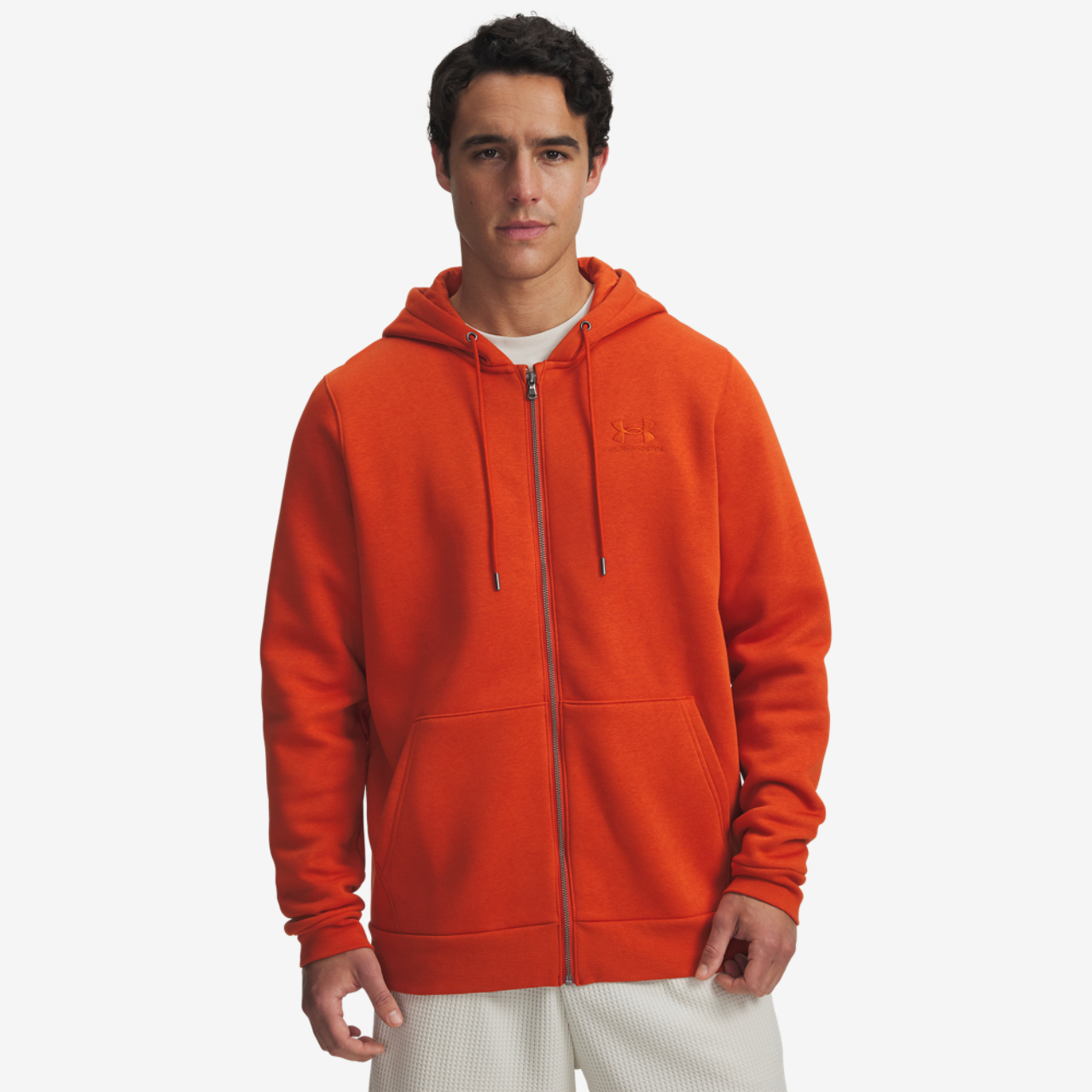 Under Armour Essential Fleece Full-Zip Hoodie Image 1 of 3. Tap to open photo gallery.