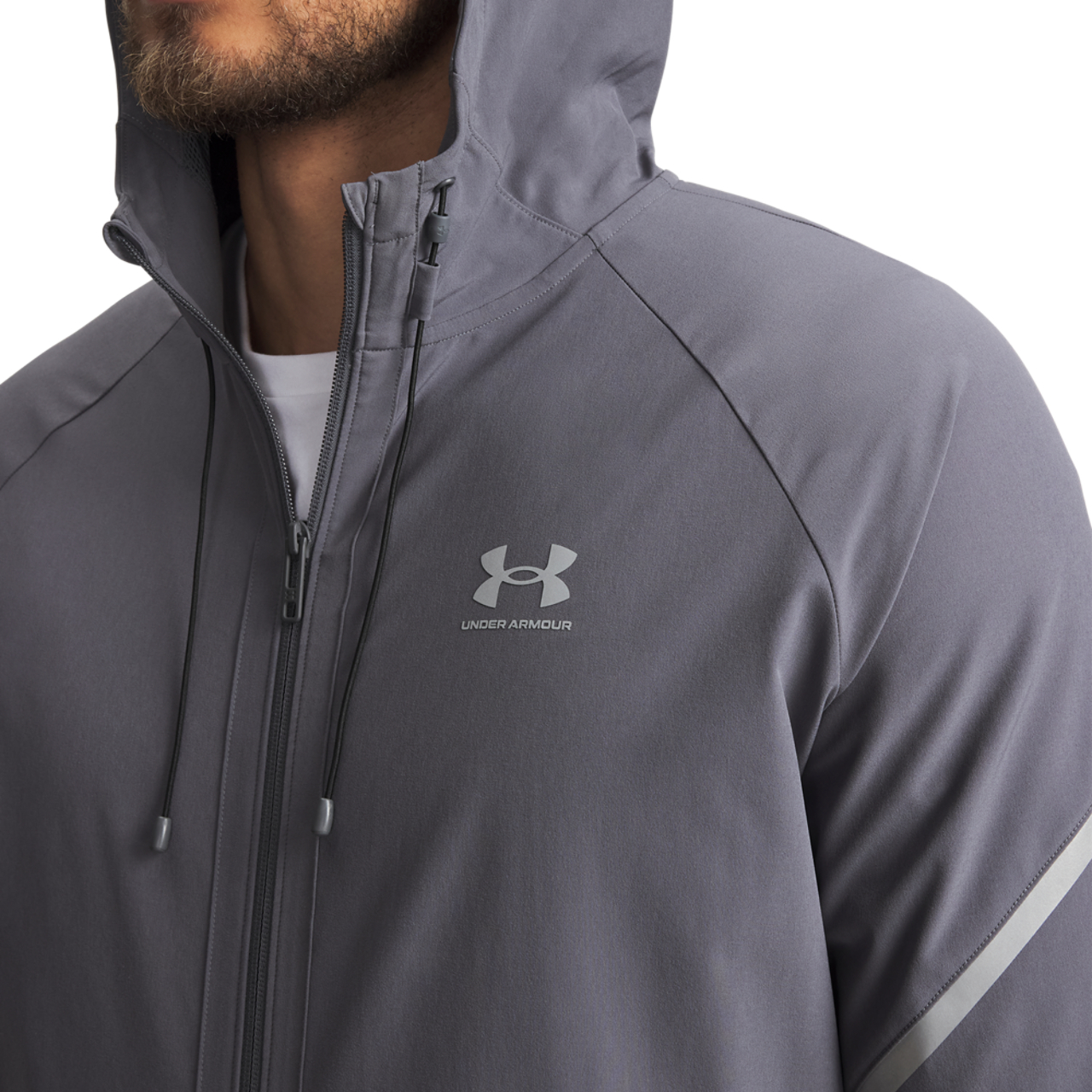 Under Armour Vibe Woven Reflective Jacket Image 3 of 3. Tap to open photo gallery.