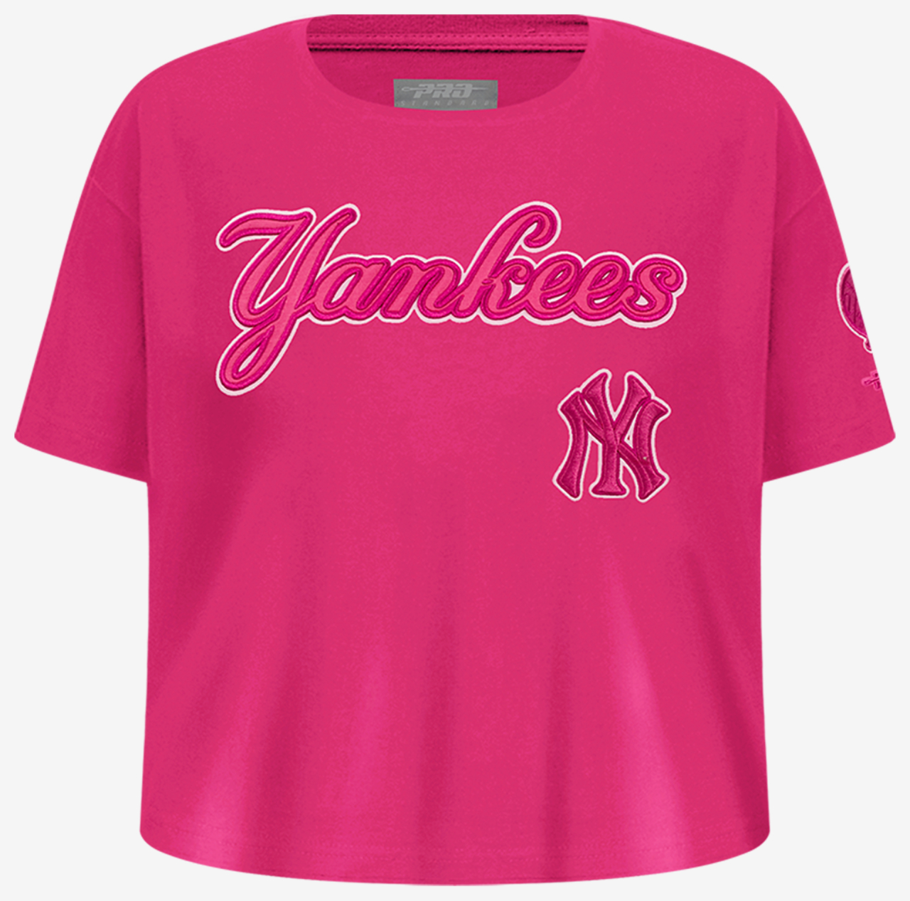 Pro Standard New York Yankees Triple Pink Ss Boxy Tee Image 1 of 5. Tap to open photo gallery.