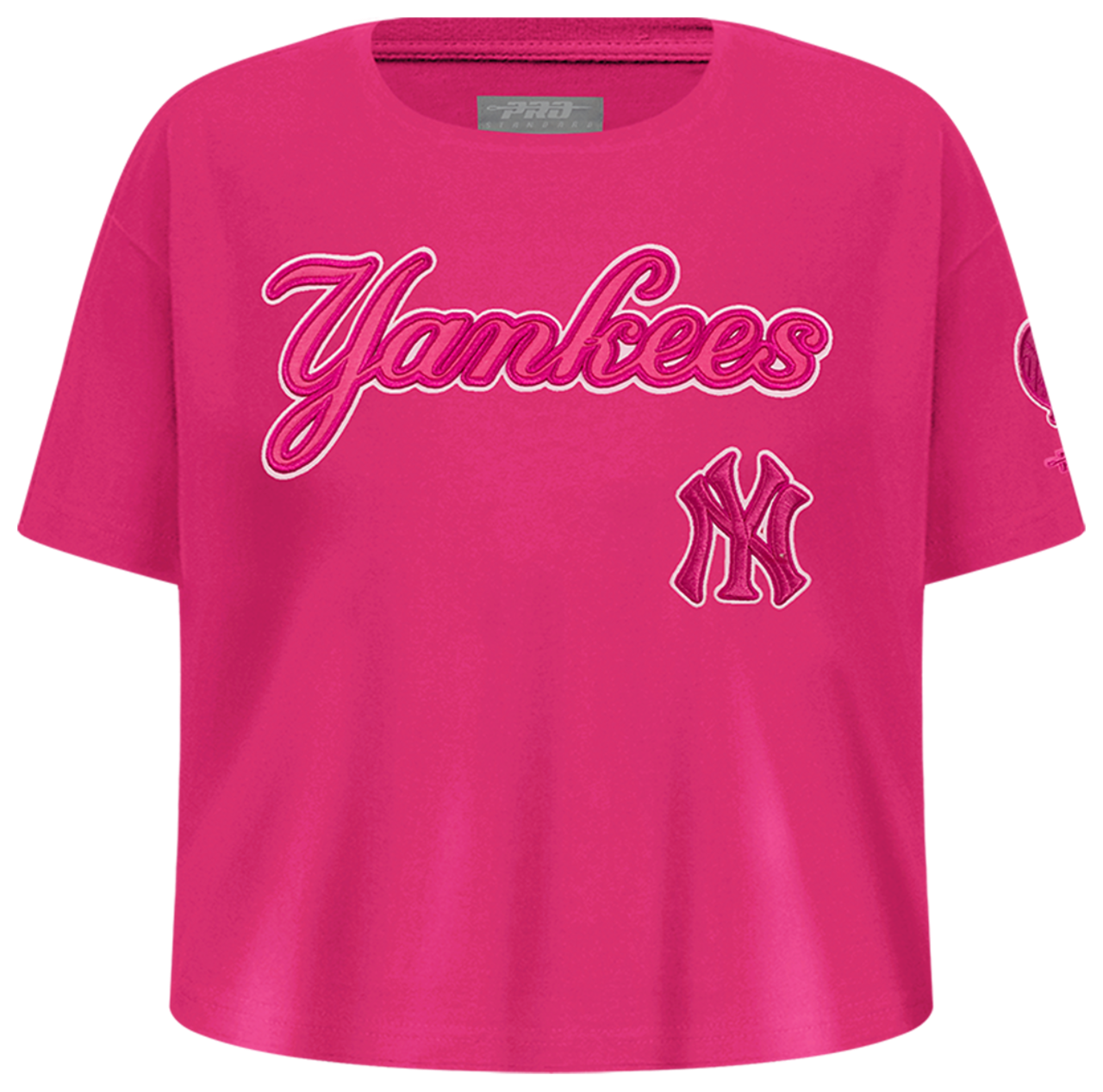 Pro Standard New York Yankees Triple Pink Ss Boxy Tee Image 1 of 5. Tap to open photo gallery.