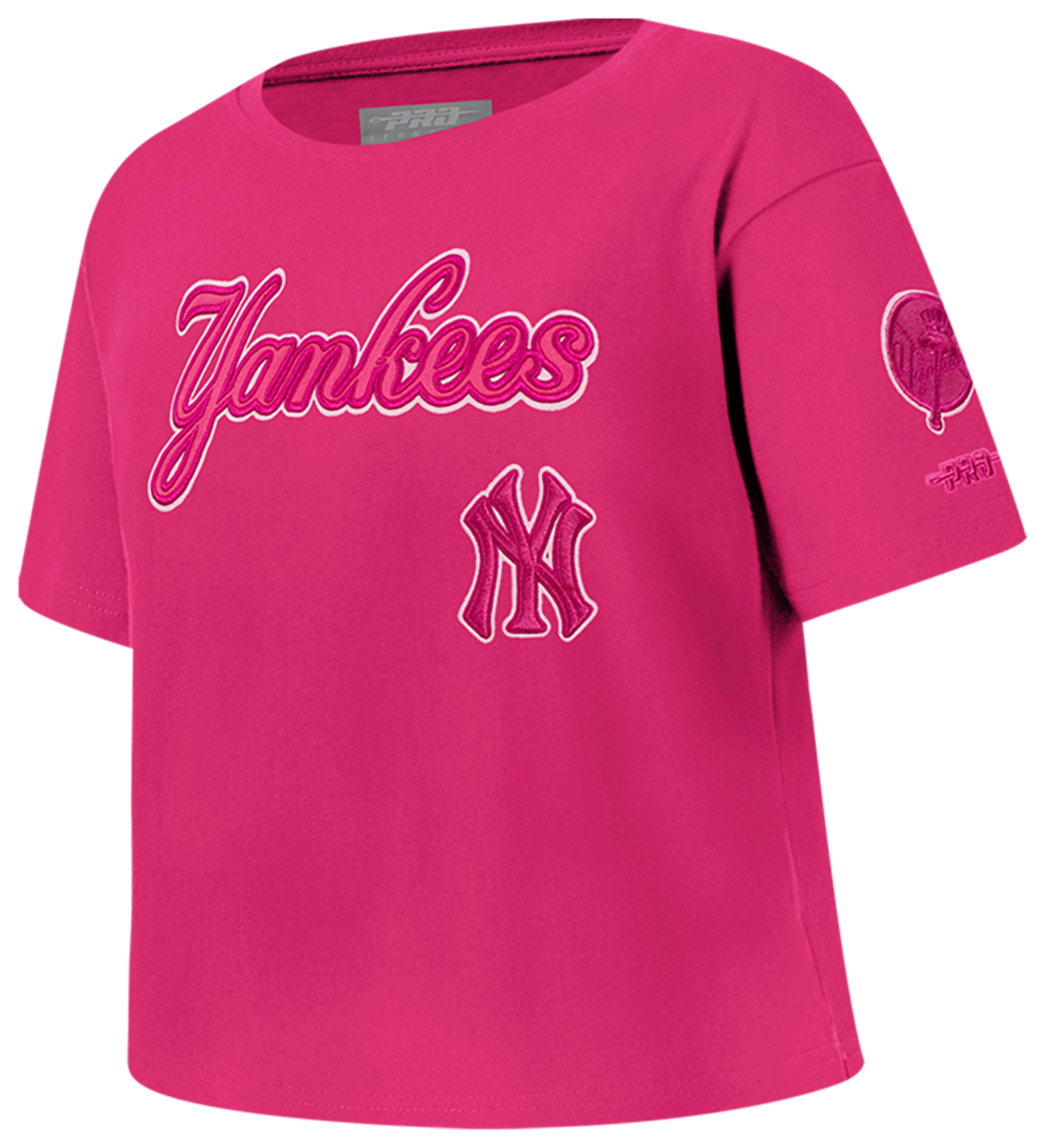 Pro Standard New York Yankees Triple Pink Ss Boxy Tee Image 3 of 5. Tap to open photo gallery.