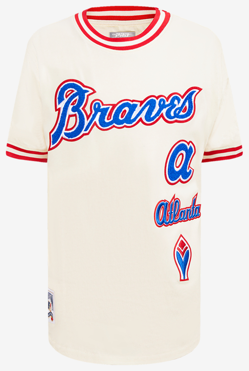 Pro Standard Atlanta Braves Retro Classic Ss Striped Rib Tee Image 1 of 7. Tap to open photo gallery.