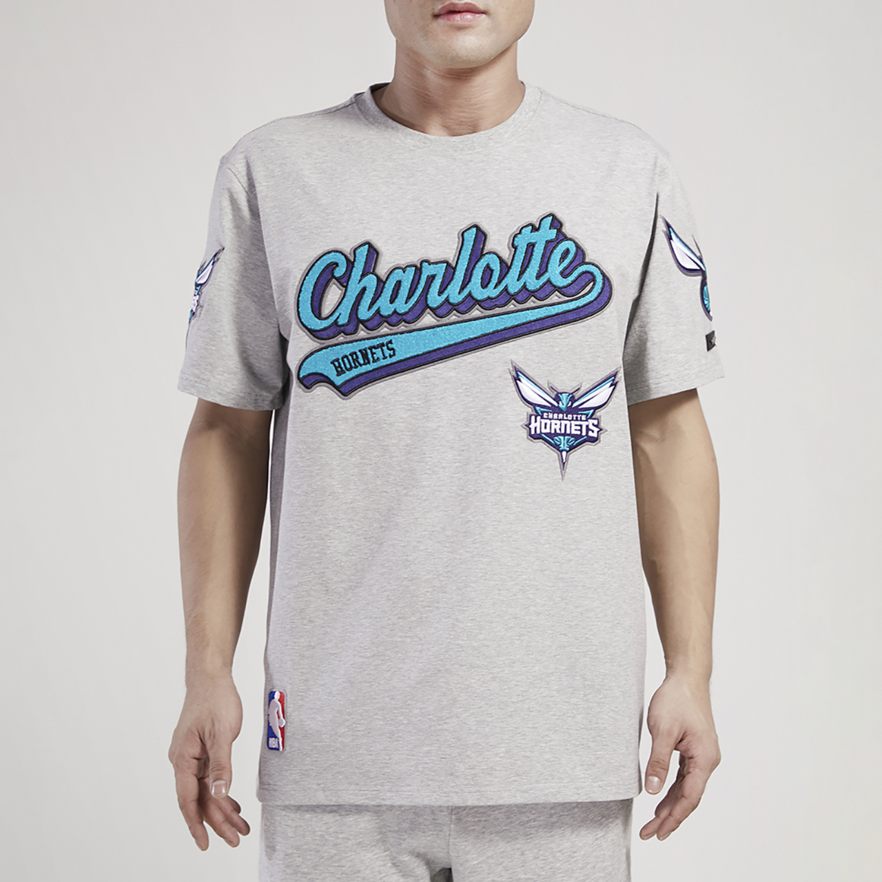 Pro Standard Hornets Script Tail SJ T-Shirt Image 1 of 5. Tap to open photo gallery.
