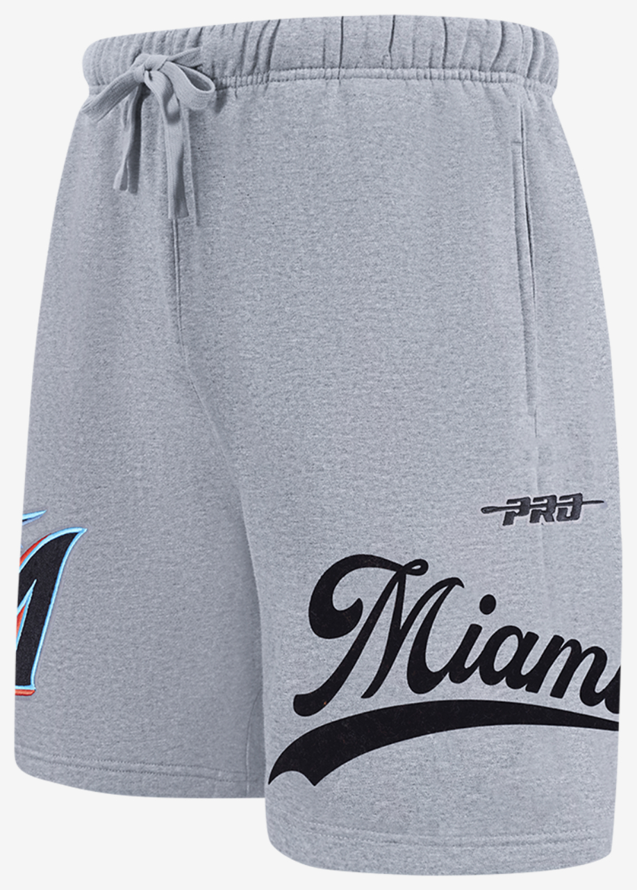 Pro Standard Marlins Living Large Fleece Shorts Image 3 of 6. Tap to open photo gallery.