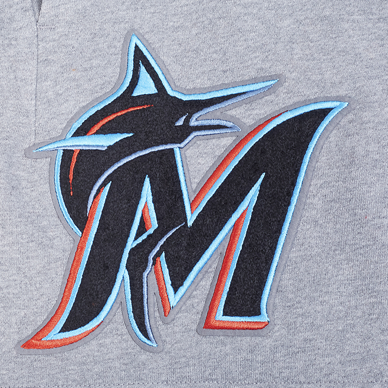 Pro Standard Marlins Living Large Fleece Shorts Image 6 of 6. Tap to open photo gallery.