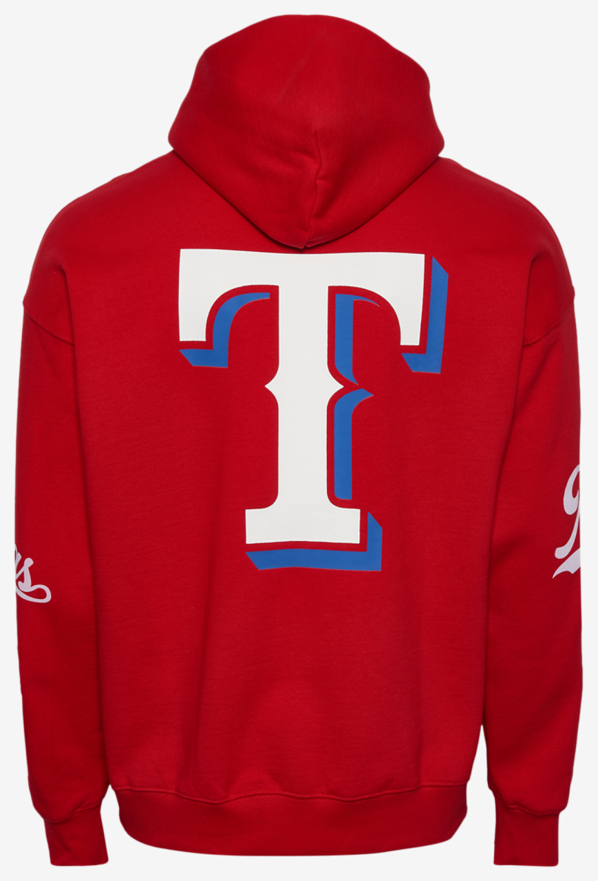 Pro Standard Rangers Living Large Drop Shoulder PO Hoodie Image 2 of 5. Tap to open photo gallery.