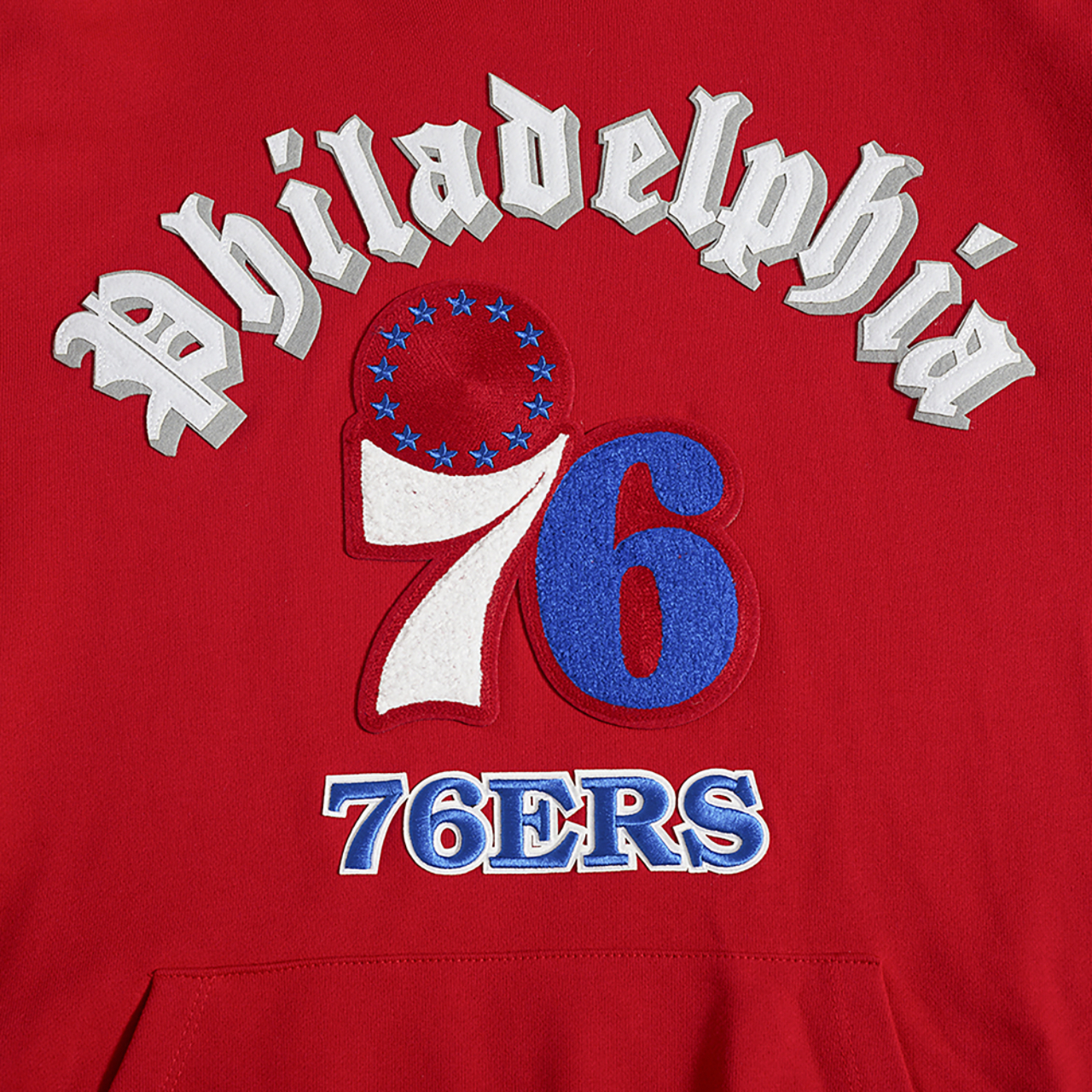 Pro Standard 76ERS OLD ENGLISH FLC PO HOODIE Image 5 of 8. Tap to open photo gallery.