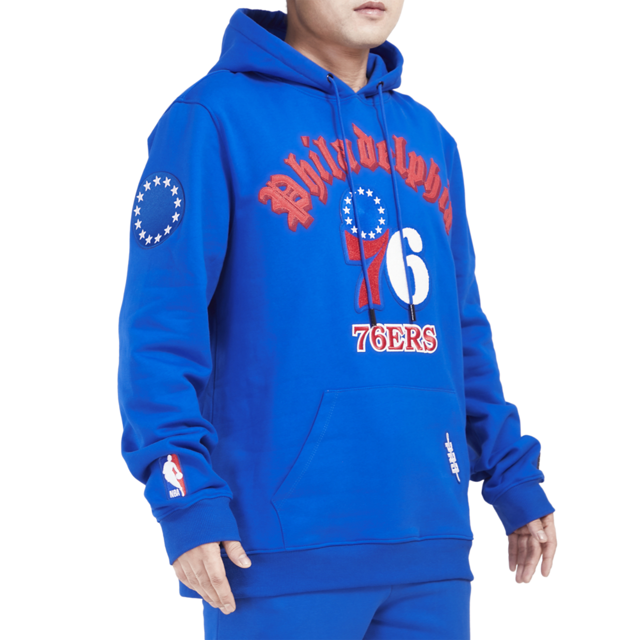 Pro Standard 76ERS OLD ENGLISH FLC PO HOODIE Image 4 of 4. Tap to open photo gallery.