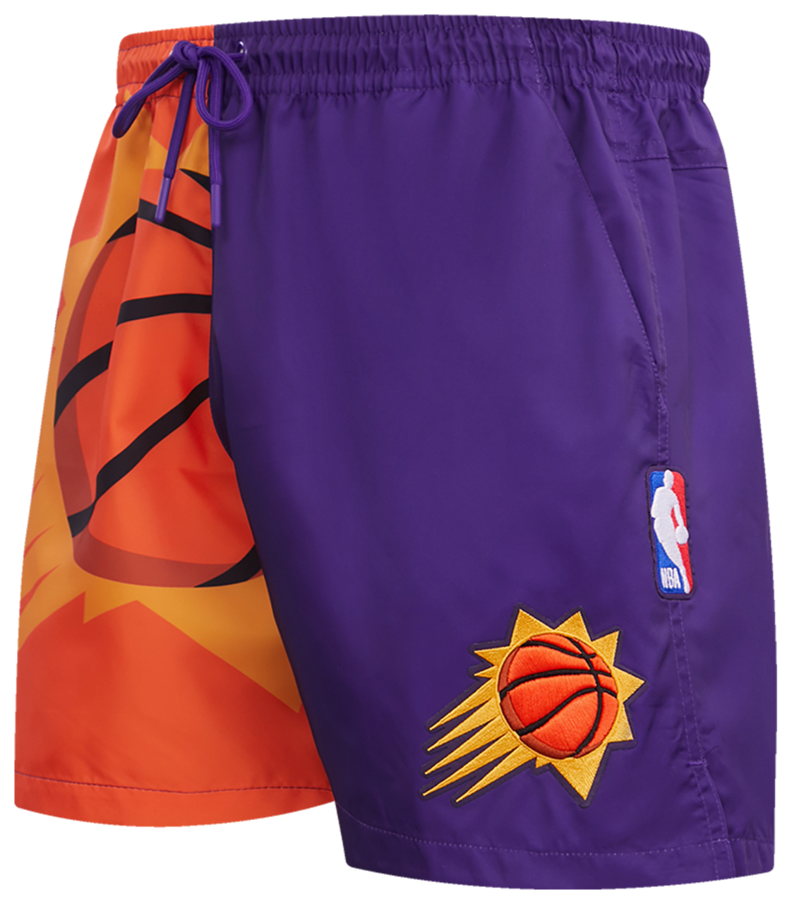 Pro Standard Suns Split Mash Up Logo Woven Shorts Image 2 of 5. Tap to open photo gallery.