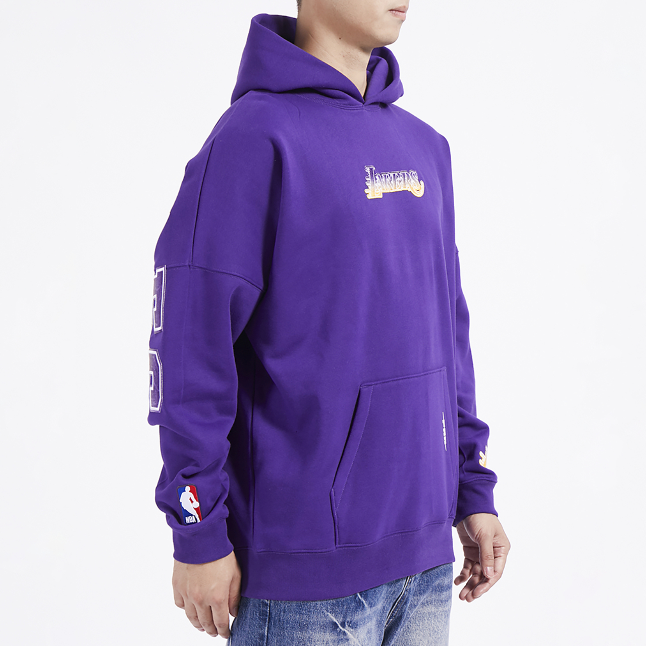 Pro Standard Lakers OS Letters Fleece P/O Hoodie Image 4 of 5. Tap to open photo gallery.
