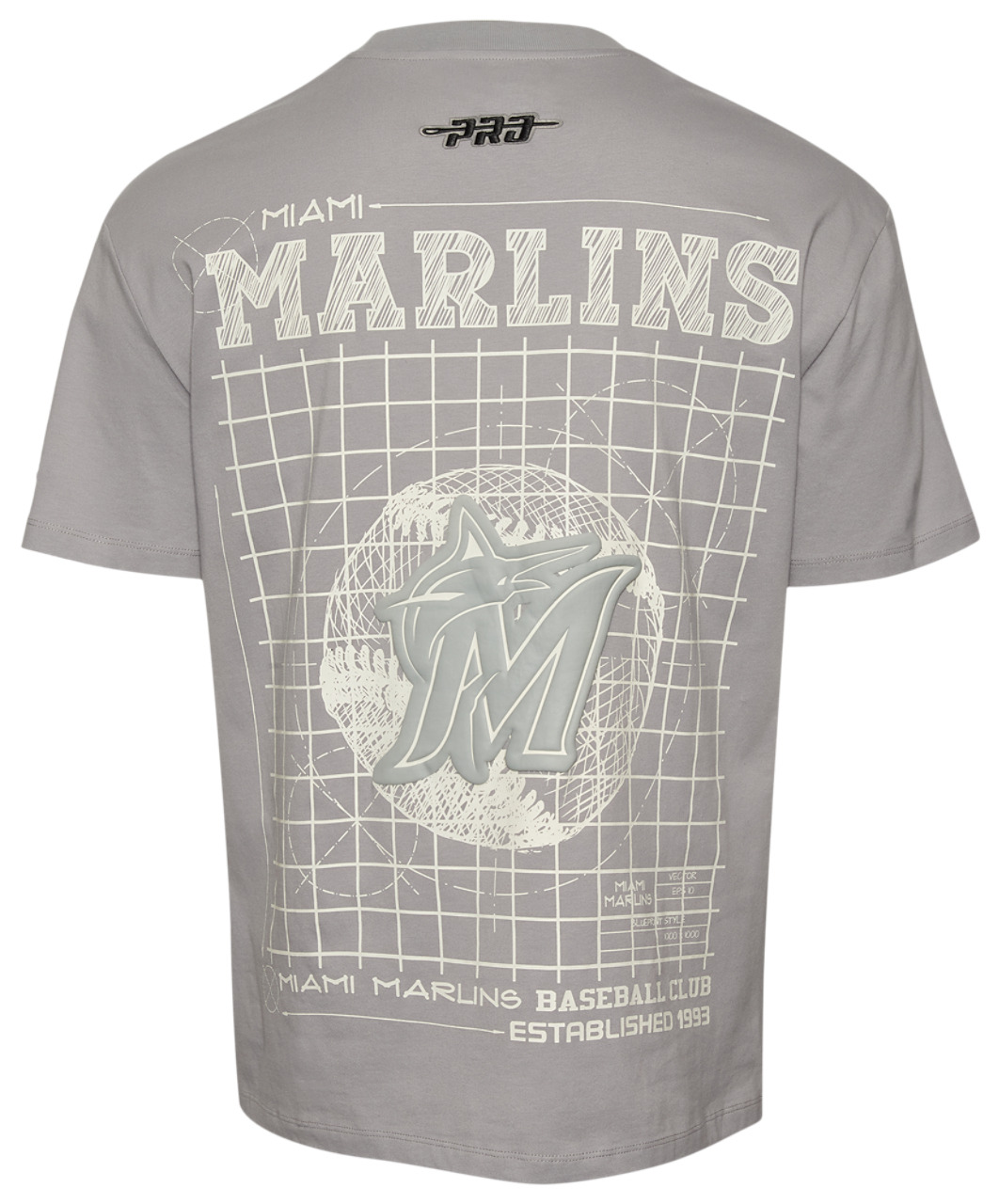 Pro Standard Marlins Blueprint Pro Drop Shoulder FC T-Shirt Image 2 of 3. Tap to open photo gallery.