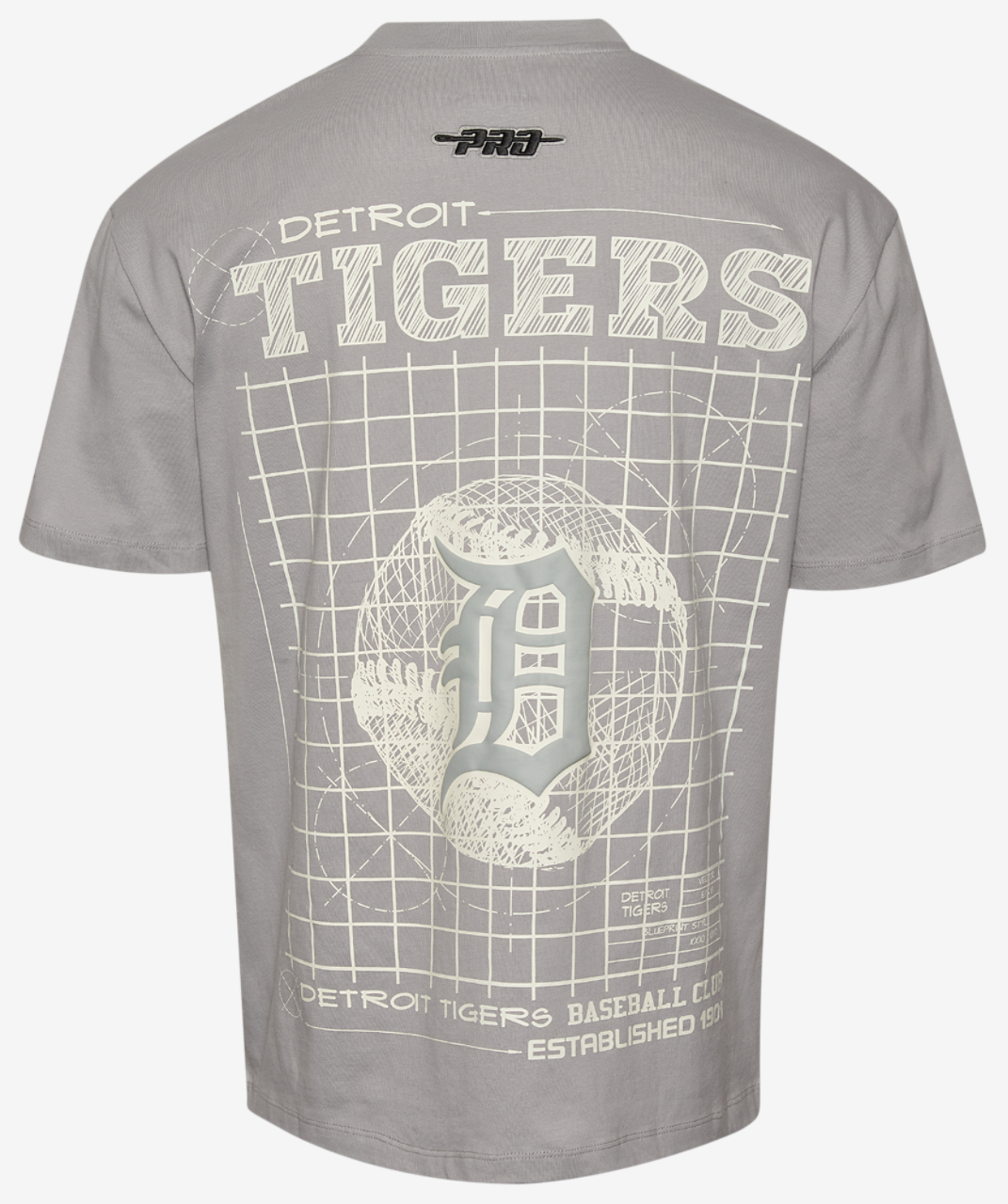 Pro Standard Tigers Blueprint Pro Drop Shoulder FC T-Shirt Image 2 of 3. Tap to open photo gallery.