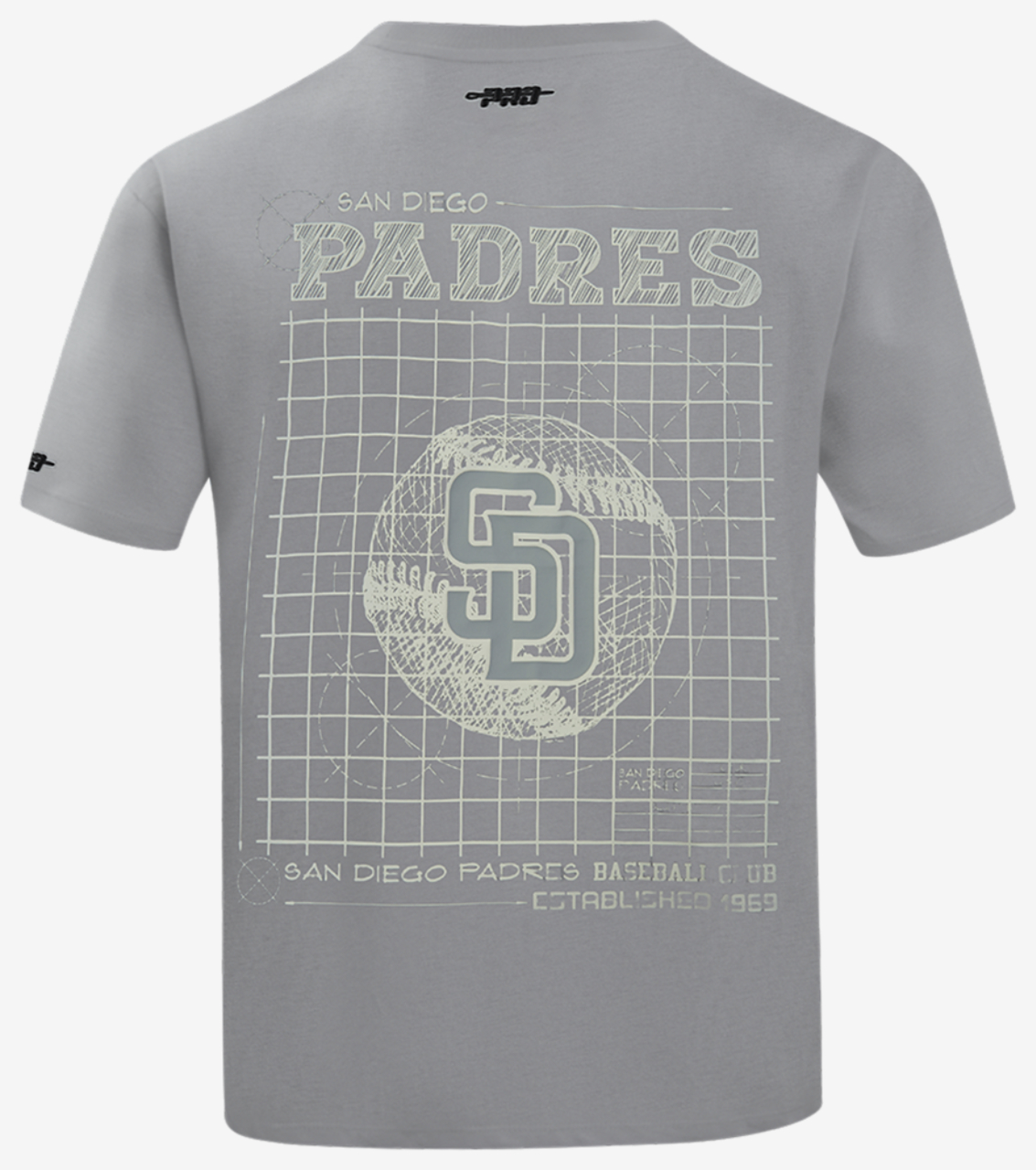 Pro Standard Padres Blueprint Pro Drop Shoulder FC T-Shirt Image 2 of 6. Tap to open photo gallery.