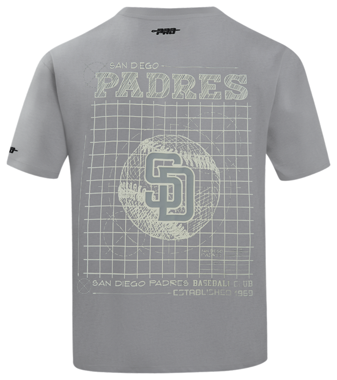 Pro Standard Padres Blueprint Pro Drop Shoulder FC T-Shirt Image 2 of 6. Tap to open photo gallery.