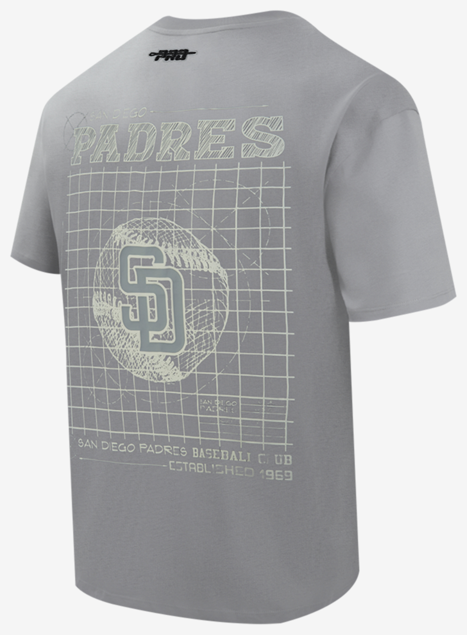 Pro Standard Padres Blueprint Pro Drop Shoulder FC T-Shirt Image 4 of 6. Tap to open photo gallery.