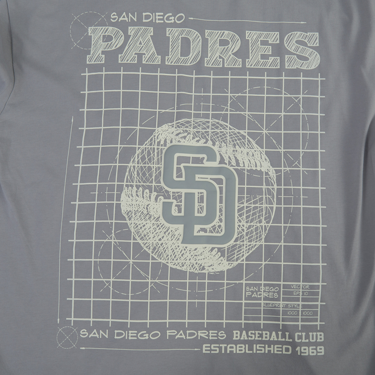 Pro Standard Padres Blueprint Pro Drop Shoulder FC T-Shirt Image 5 of 6. Tap to open photo gallery.