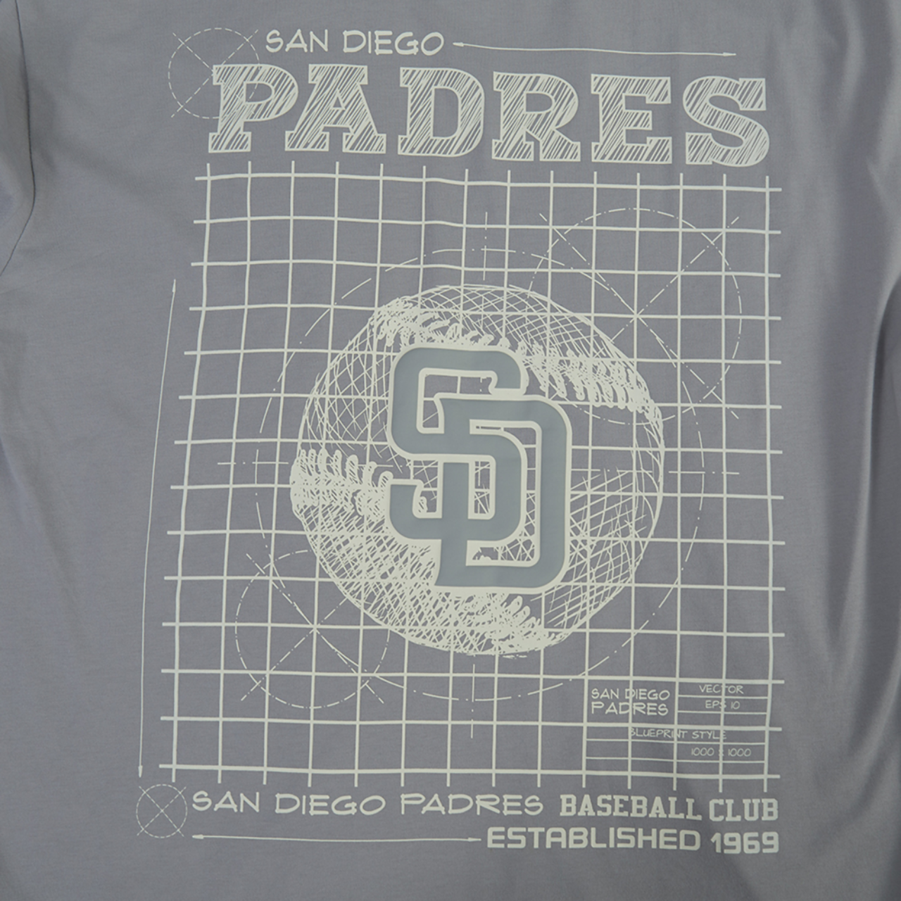 Pro Standard Padres Blueprint Pro Drop Shoulder FC T-Shirt Image 5 of 6. Tap to open photo gallery.