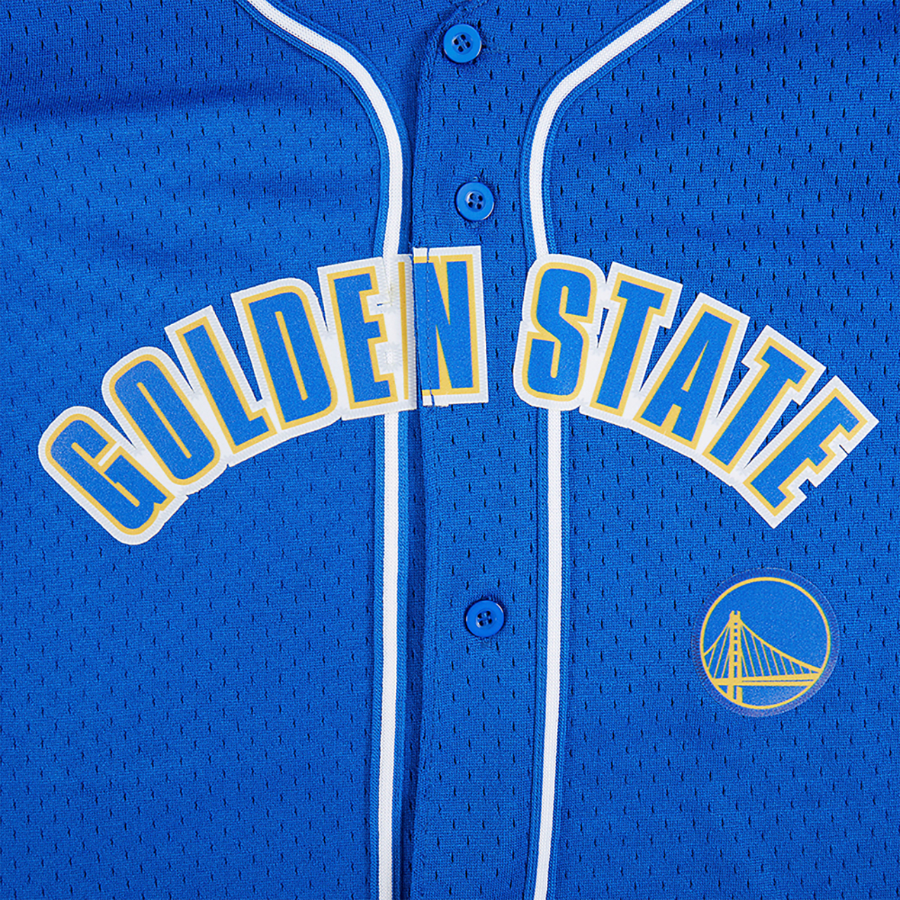 Pro Standard Golden State Warriors Classic Mesh Button Shirt Image 8 of 8. Tap to open photo gallery.