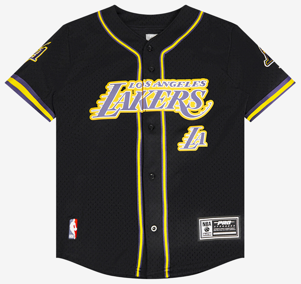 Pro Standard Los Angeles Lakers Classic Mesh Button Shirt Image 1 of 7. Tap to open photo gallery.