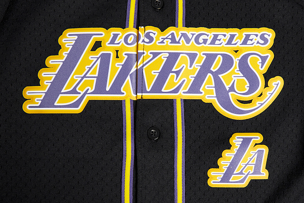 Pro Standard Los Angeles Lakers Classic Mesh Button Shirt Image 3 of 7. Tap to open photo gallery.