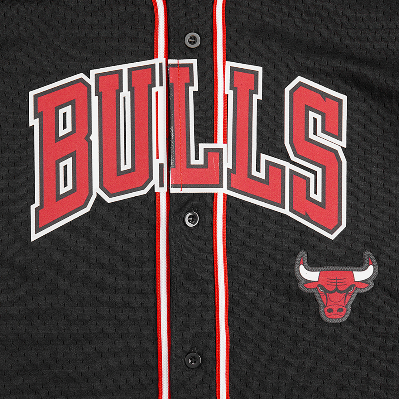 Pro Standard Chicago Bulls Classic Mesh Button Down Shirt Image 5 of 7. Tap to open photo gallery.