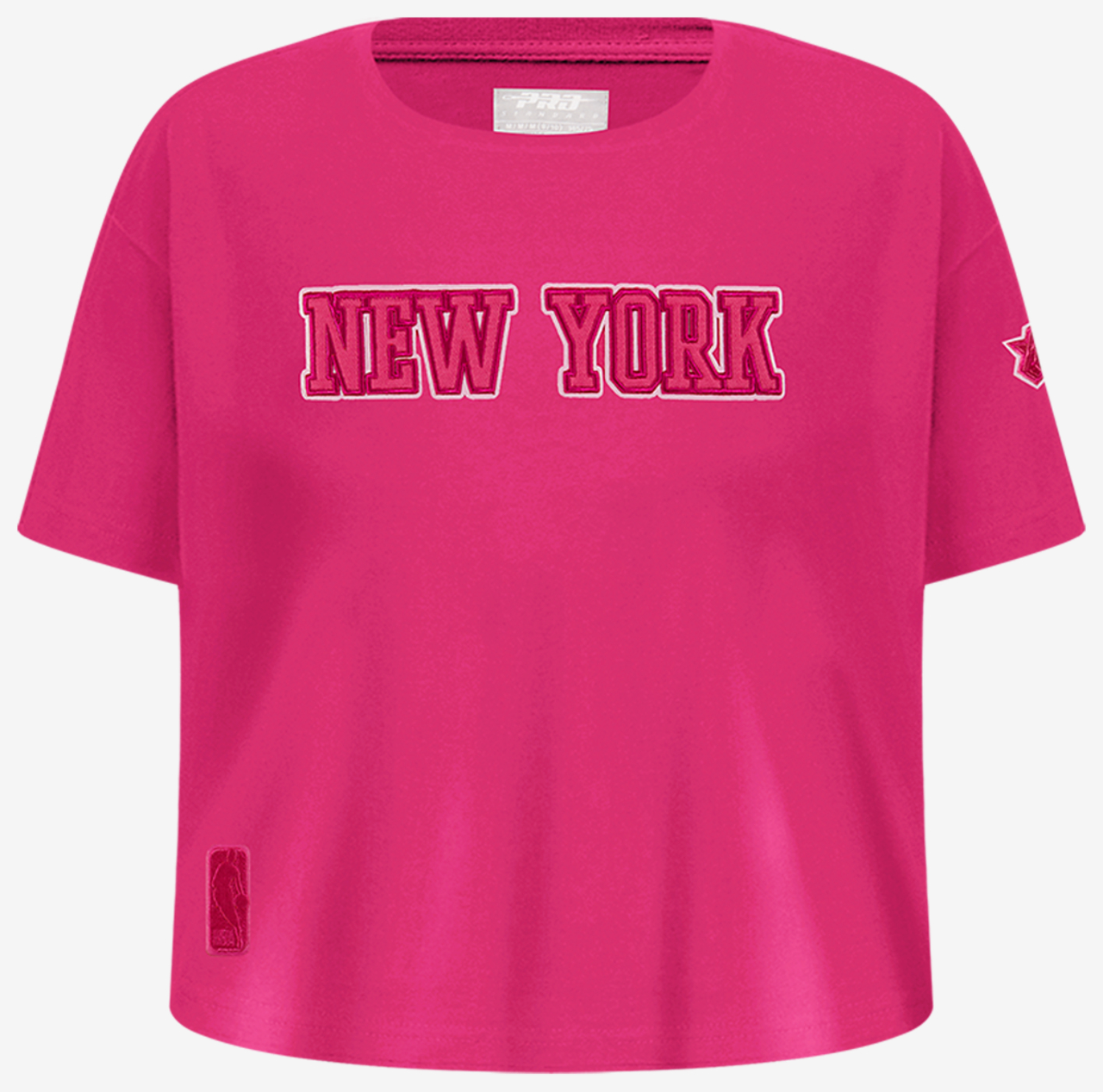 Pro Standard New York Knicks Triple Pink Ss Boxy Tee Image 1 of 8. Tap to open photo gallery.