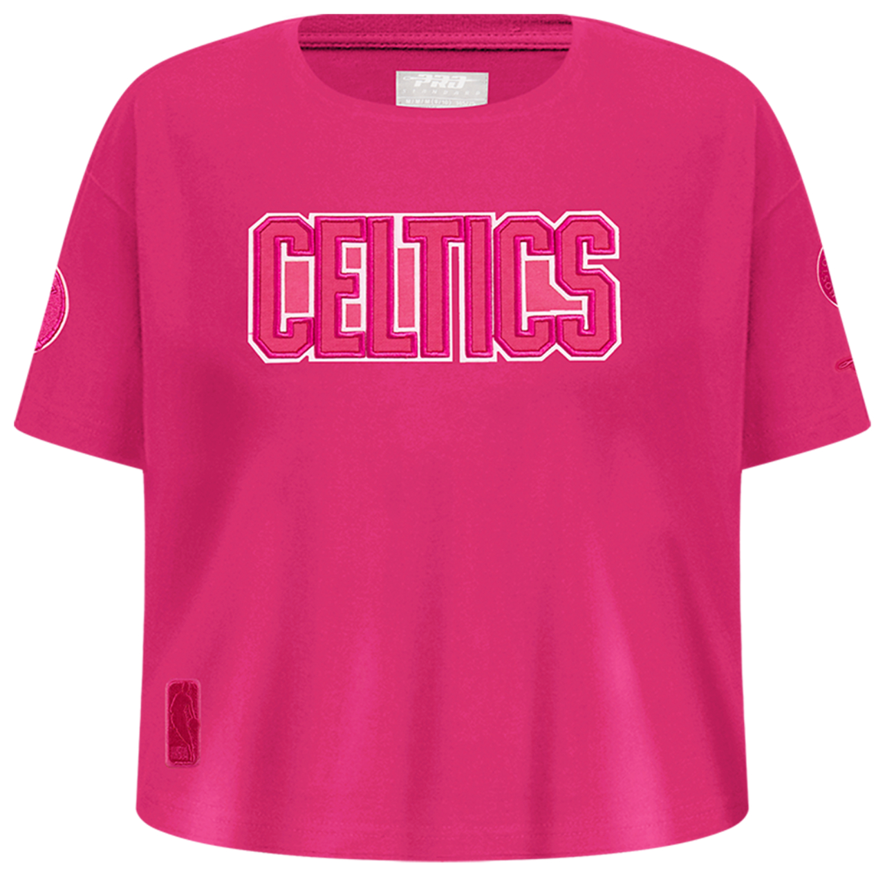 Pro Standard Boston Celtics Triple Pink Ss Boxy Tee Image 1 of 7. Tap to open photo gallery.