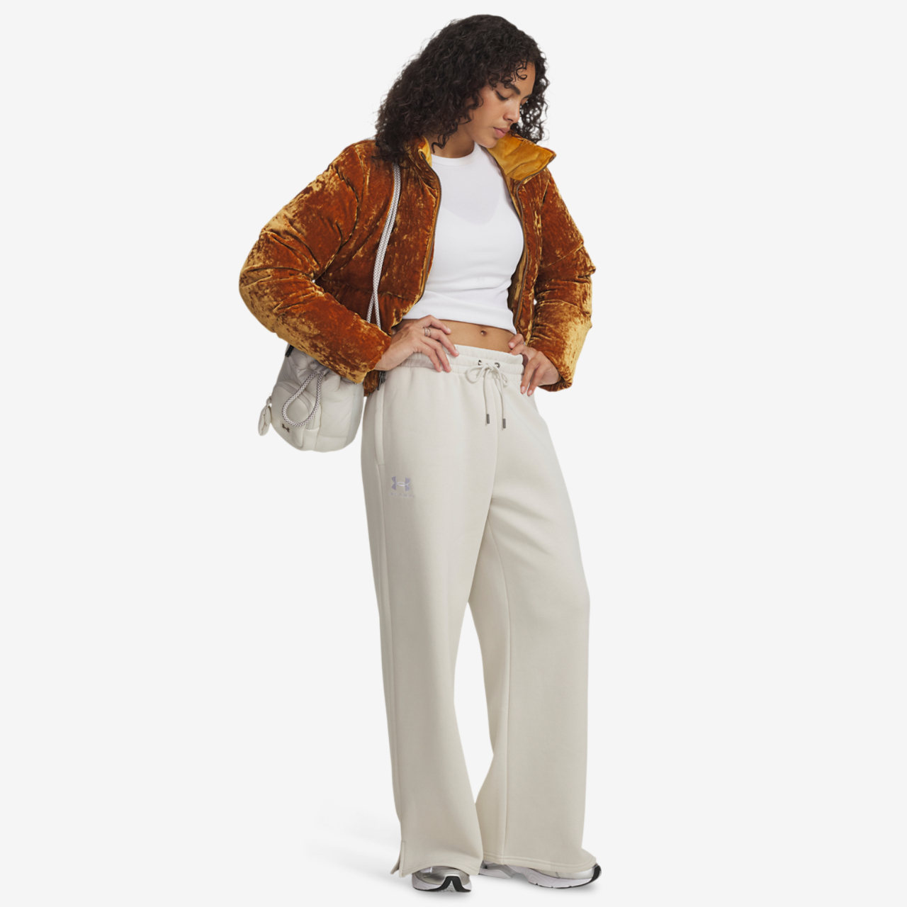 Under Armour Icon Fleece Wide Leg Pants Image 3 of 3. Tap to open photo gallery.