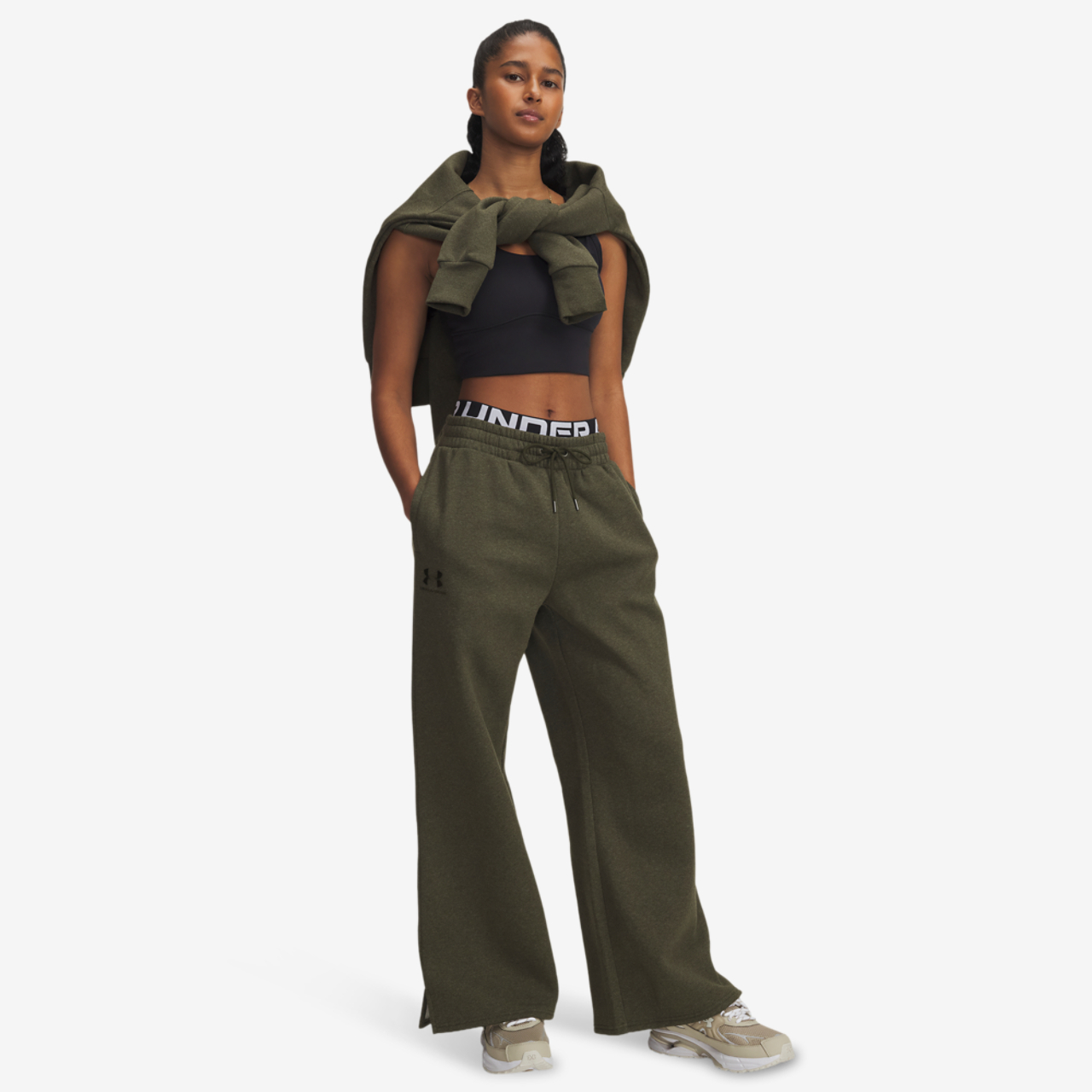 Under Armour Icon Fleece Wide Leg Pants Image 3 of 3. Tap to open photo gallery.