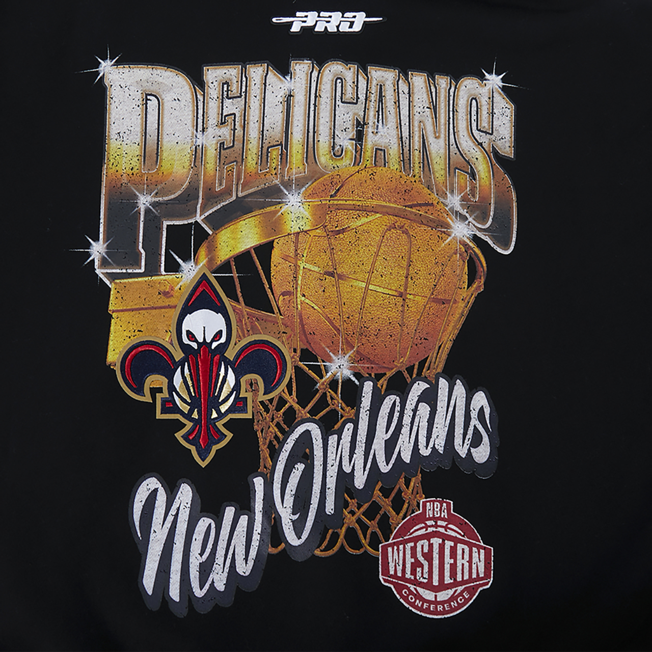 Pro Standard Pelicans Gold Hoops Pro Full-Zip Hoodie Image 6 of 7. Tap to open photo gallery.