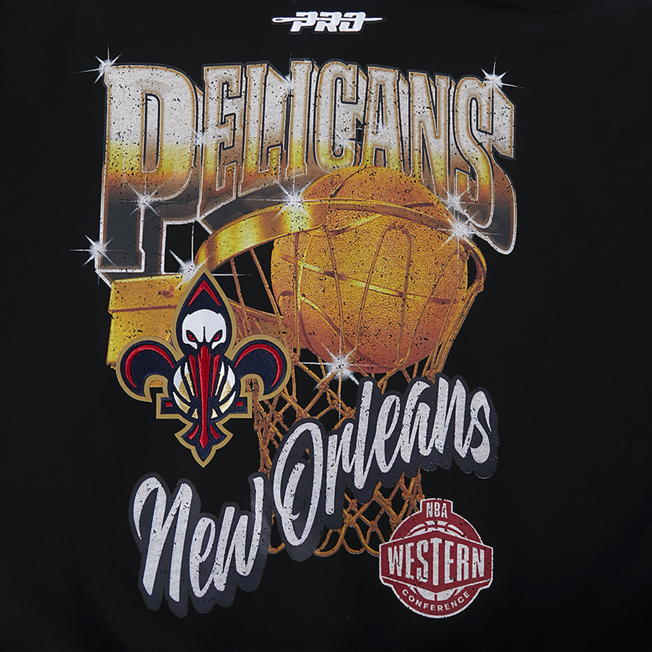 Pro Standard Pelicans Gold Hoops Pro Full-Zip Hoodie Image 6 of 7. Tap to open photo gallery.