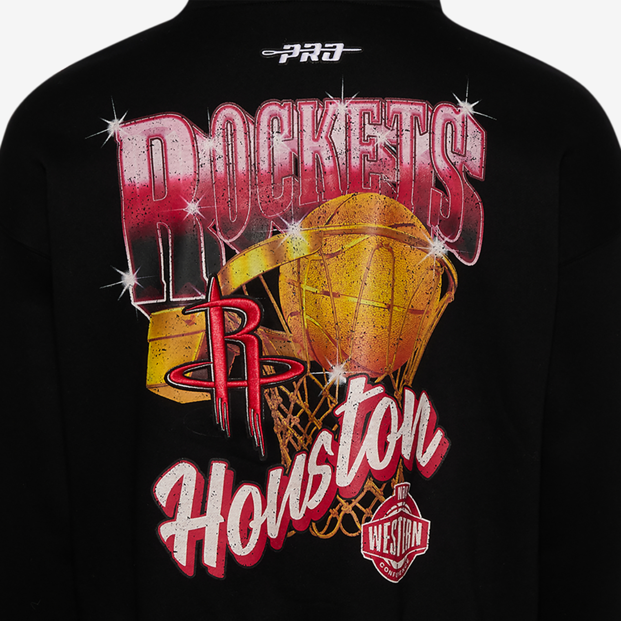 Pro Standard Rockets Gold Hoops Pro Full-Zip Hoodie Image 4 of 4. Tap to open photo gallery.