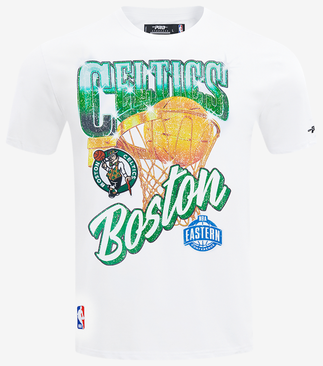 Pro Standard Celtics Gold Hoops Short Sleeve Flex T-Shirt Image 1 of 7. Tap to open photo gallery.