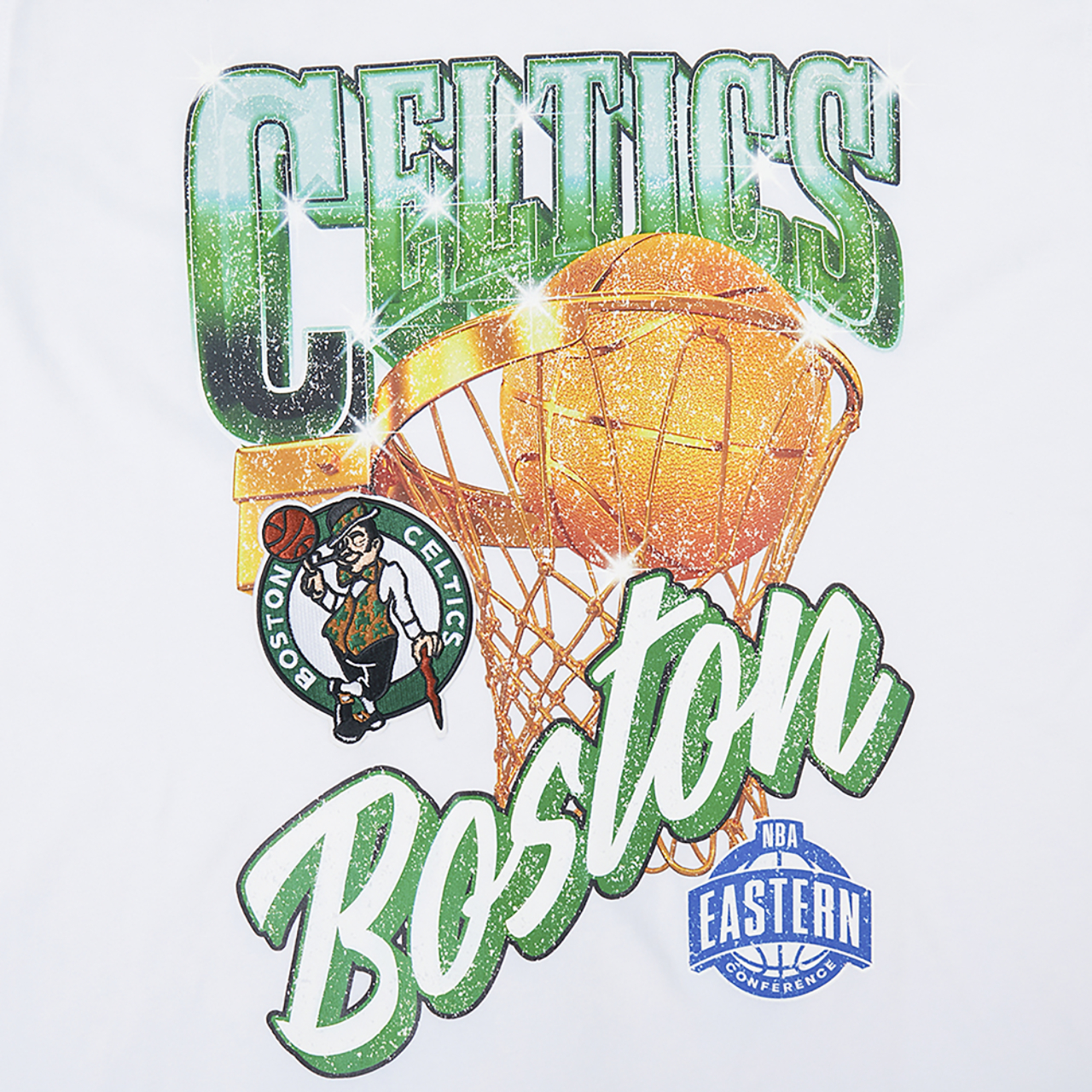 Pro Standard Celtics Gold Hoops Short Sleeve Flex T-Shirt Image 5 of 7. Tap to open photo gallery.