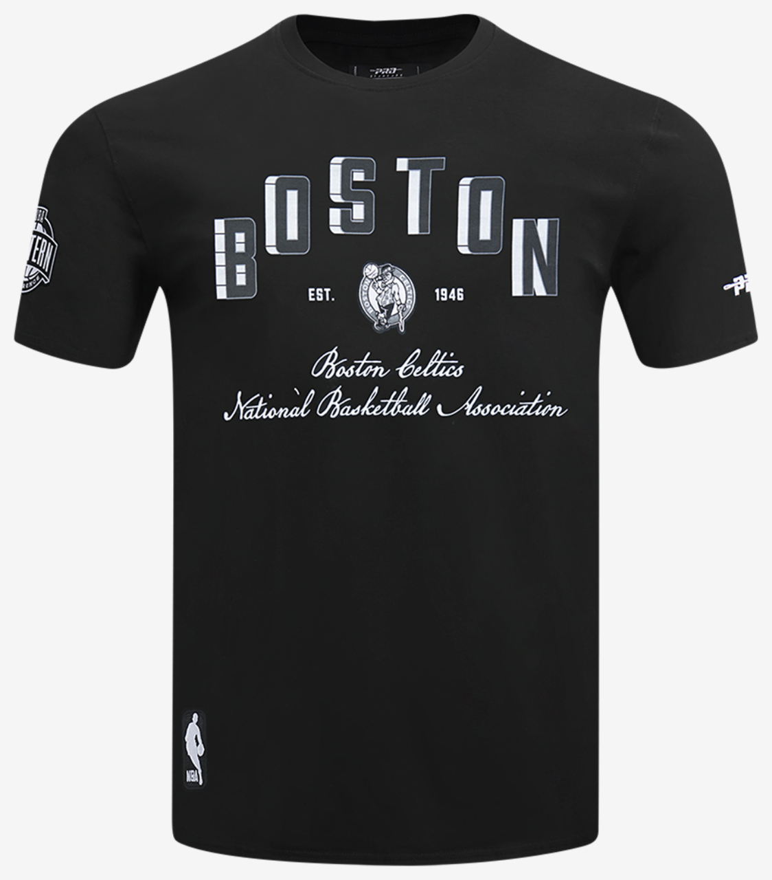 Pro Standard Boston Celtics Black Cat S/S Flex T-Shirt Image 1 of 8. Tap to open photo gallery.