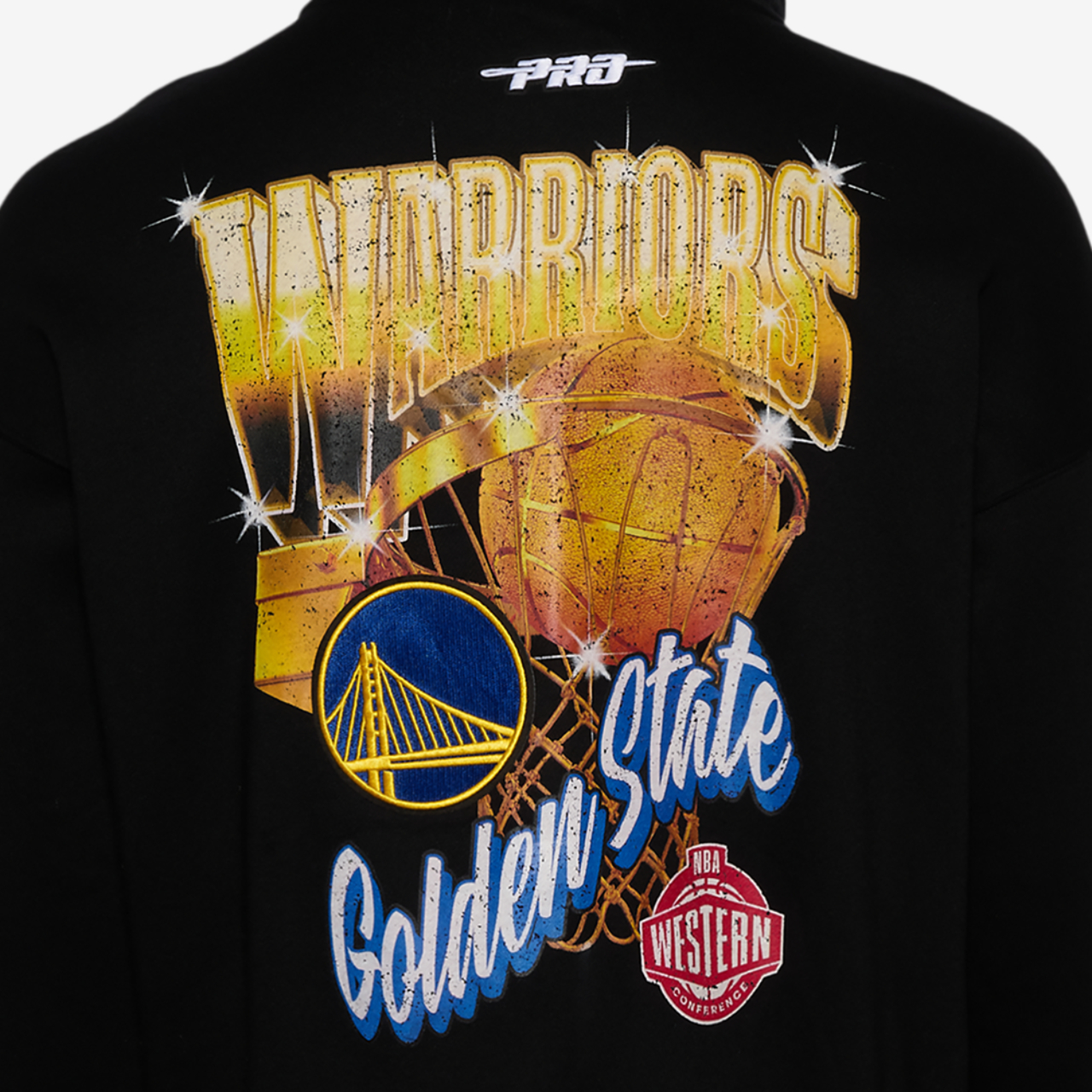 Pro Standard Warriors Gold Hoops Pro Full-Zip Hoodie Image 4 of 4. Tap to open photo gallery.