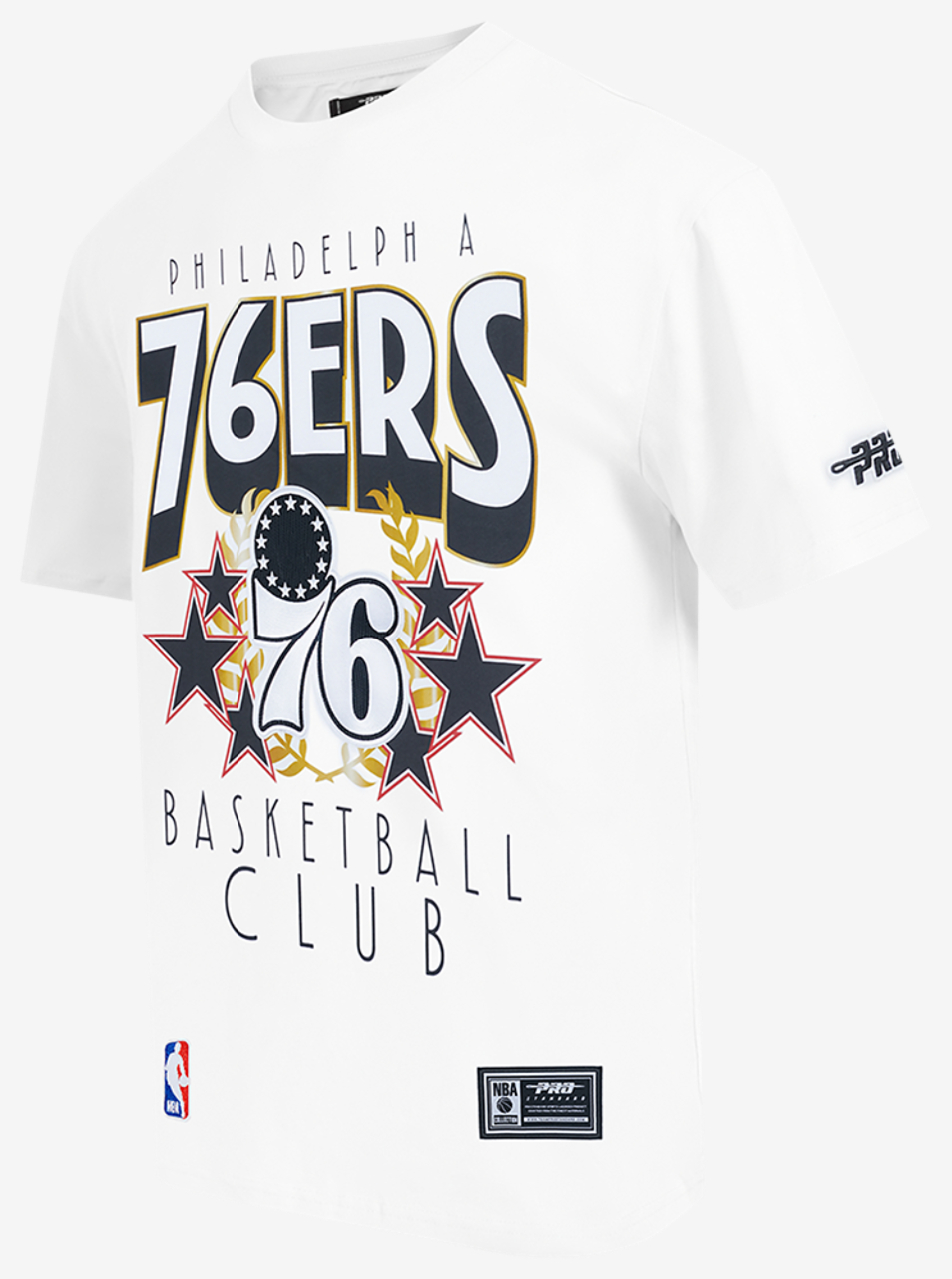 Pro Standard 76ers Empire Pro Drop Shoulder T-Shirt Image 3 of 7. Tap to open photo gallery.