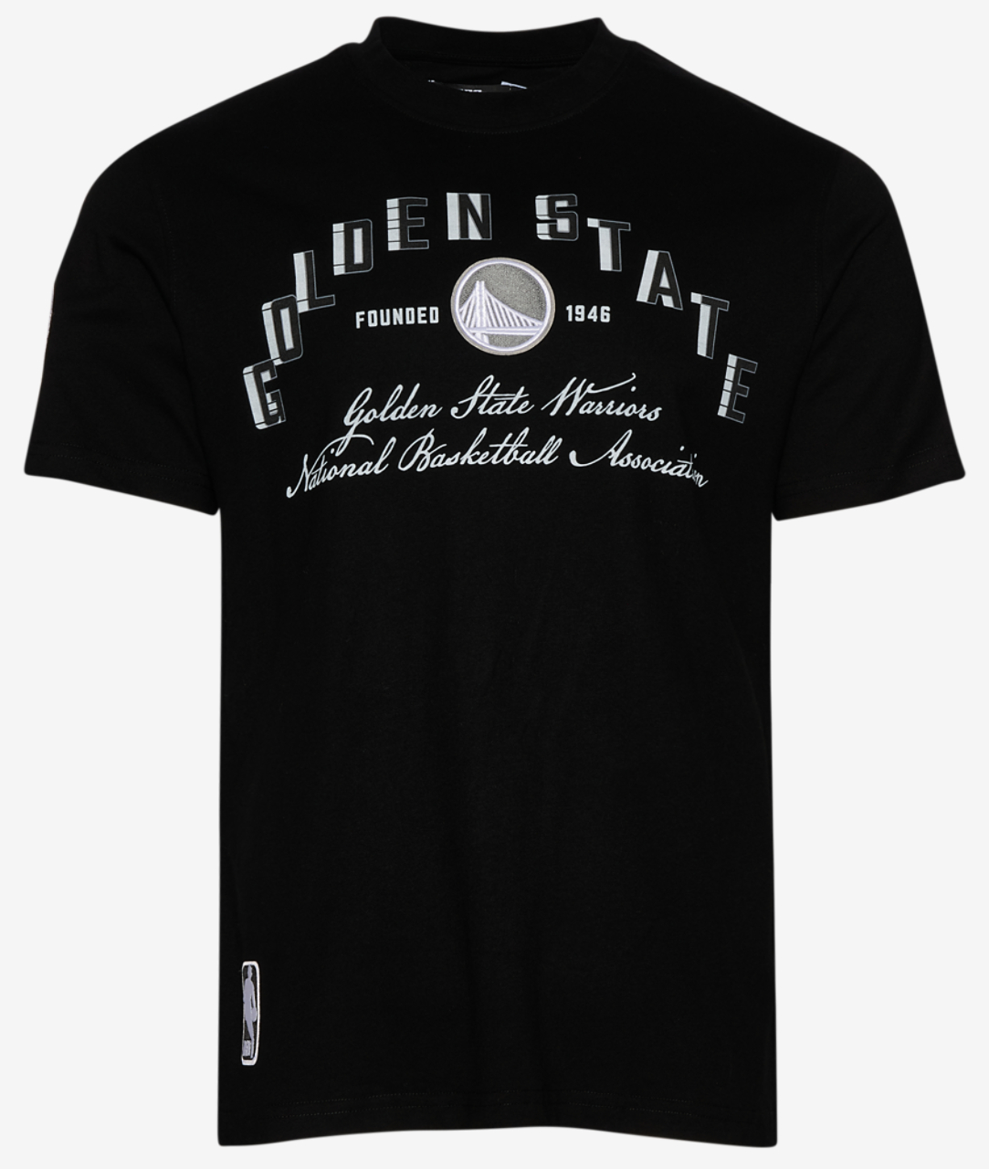 Pro Standard Golden State Warriors Black Cat S/S Flex T-Shirt Image 1 of 5. Tap to open photo gallery.