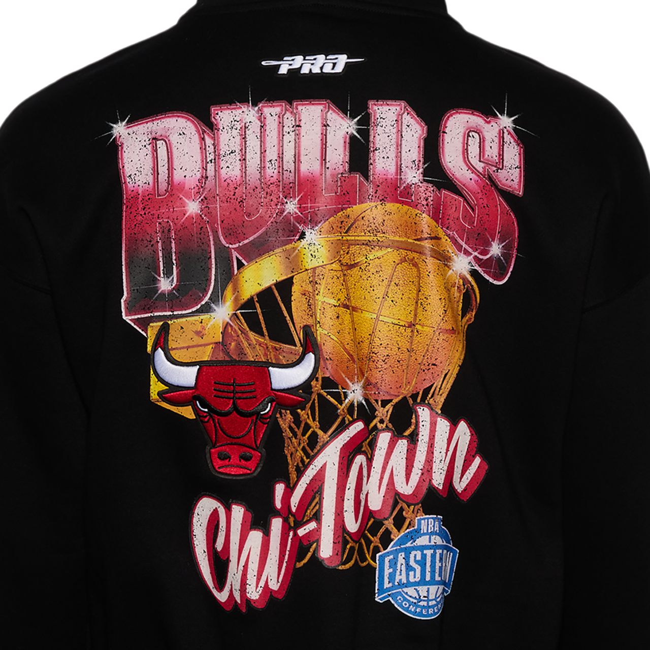 Pro Standard Bulls Gold Hoops Pro Full-Zip Hoodie Image 4 of 4. Tap to open photo gallery.