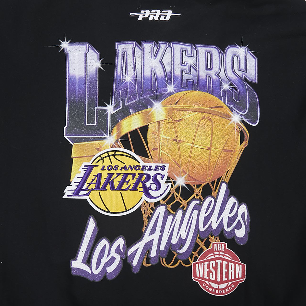 Pro Standard Lakers Gold Hoops Pro Full-Zip Hoodie Image 6 of 8. Tap to open photo gallery.
