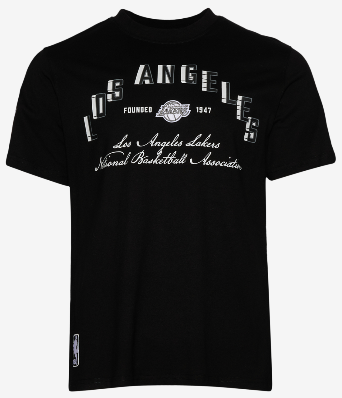 Pro Standard Los Angeles Lakers Black Cat S/S Flex T-Shirt Image 1 of 5. Tap to open photo gallery.
