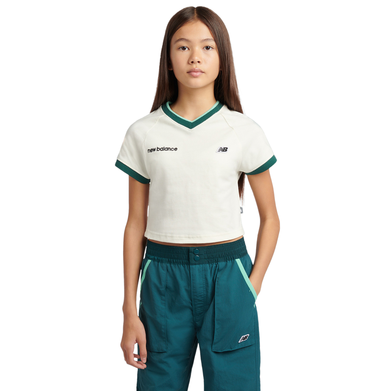 New Balance NB GSG PREMIUM VNECK SHRUNKEN TEE Image 1 of 4. Tap to open photo gallery.