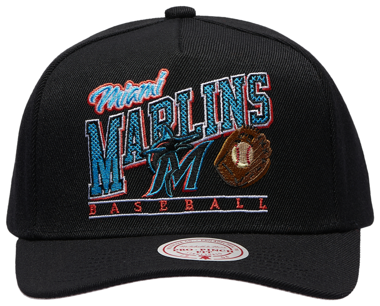 Mitchell & Ness Marlins Baseline Pro Pinch Cap Image 2 of 5. Tap to open photo gallery.