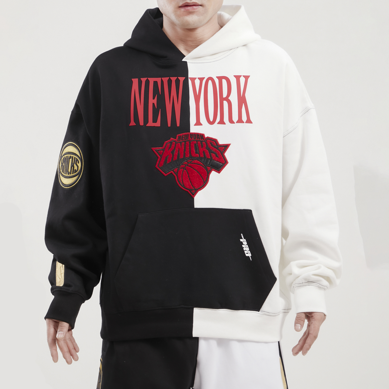 Pro Standard Knicks Split Drop Shoulder Pullover Hoodie Image 1 of 4. Tap to open photo gallery.