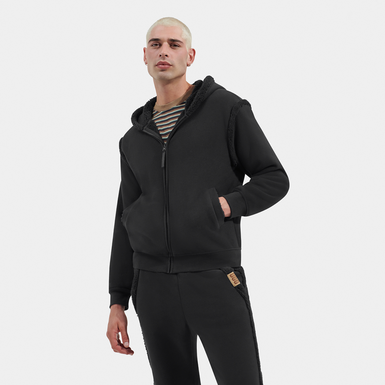 UGG Evren Bonded Fleece Full-Zip Hoodie Image 1 of 2. Tap to open photo gallery.
