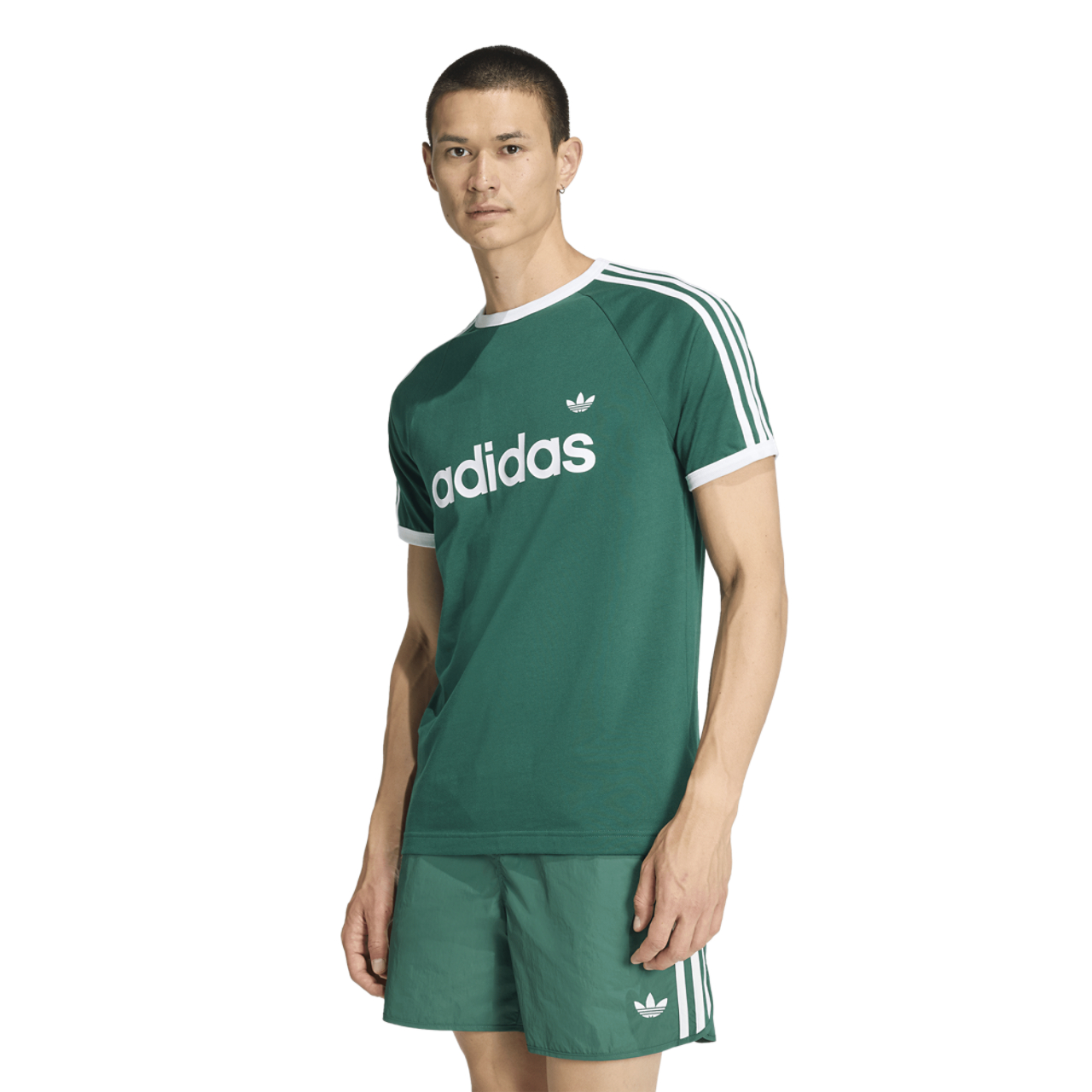 adidas 3-Stripes Slim Ringer Tee Image 1 of 5. Tap to open photo gallery.