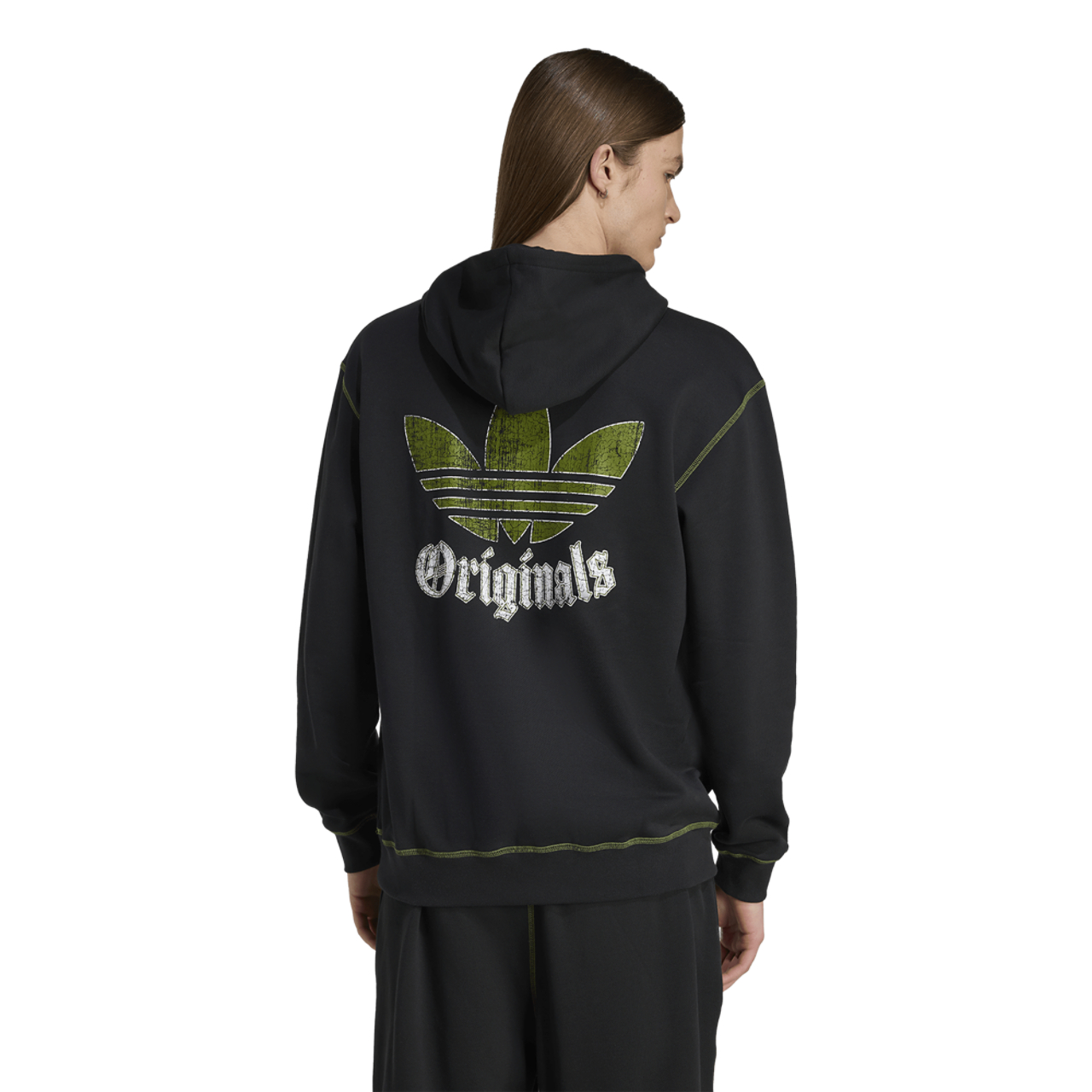 adidas Originals Distressed Graphic Fleece Hoodie Image 2 of 5. Tap to open photo gallery.