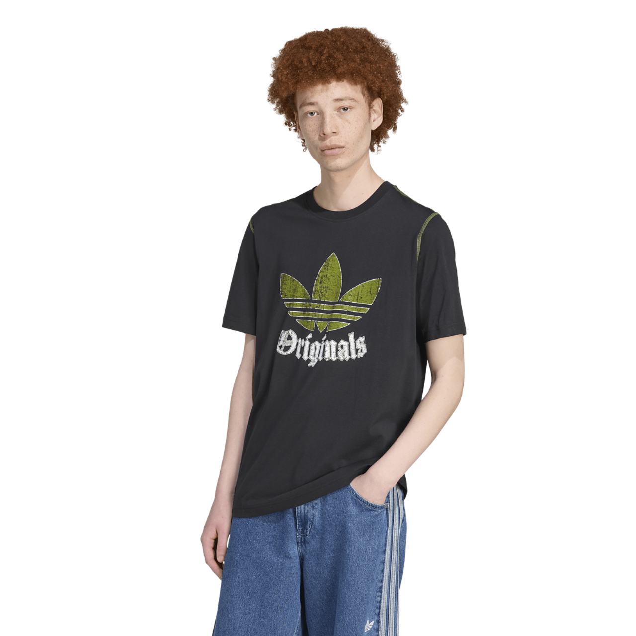 adidas Originals Distressed Graphic Tee Image 1 of 5. Tap to open photo gallery.